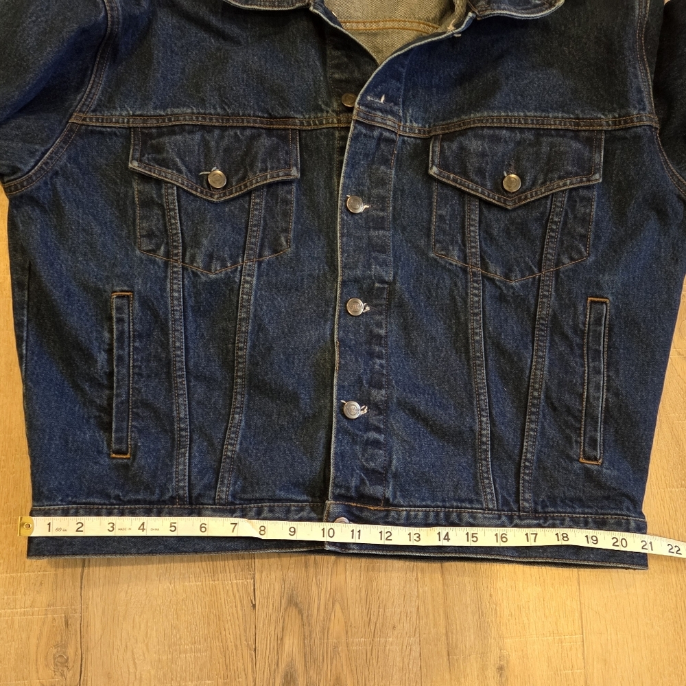 Vintage 90s Mens Lg Hard Rock Cafe Las Vegas Embroidered Denim Trucker Jacket - Picture 8 of 10
